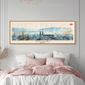 Zurich Switzerland Travel Art, City Art, Framed Canvas Print or Metal Wall Art, Europe Travel Poster Panoramic Wall Art, Extra Wide Wall Art