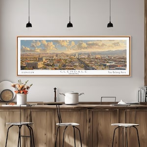 Glendale Arizona Watercolor Cityscape: Framed Canvas Print