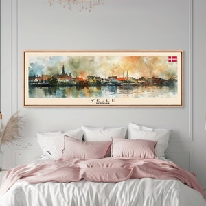 Vejle Denmark Art: Panoramic Canvas or Metal Print