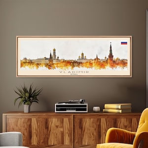 Vladimir Russia Wall Art, Panoramic Travel Poster, Panoramic Framed Canvas Print, City Wall Art, Wall Hanging Home Decor, Travel Art