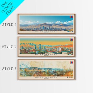 Ulaanbaatar, Mongolia Panoramic Canvas Print, Ulaanbaatar, Mongolia Painting, Mongolia Art, Travel Poster, Travel Art, Guest Room Painting