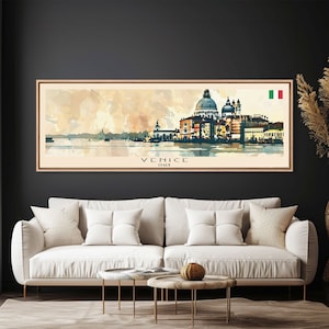 Venice Italy Travel Print Wall Art, Panoramic City Art, Travel Art, Wall Decor, Vacation Gift, Framed Canvas Print Or Metal Art