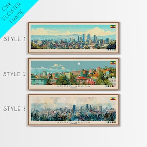 Addis Ababa, Ethiopia Panoramic Canvas Print, Addis Ababa, Ethiopia Painting, Ethiopia Art, Addis Ababa Travel Poster, Travel Art