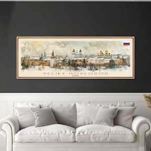Veliky Novgorod Russia Wall Art, Panoramic Travel Poster, Panoramic Framed Canvas Print, City Wall Art, Wall Hanging Home Decor, Travel Art