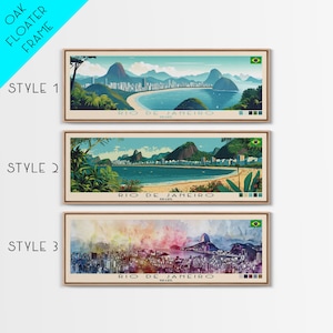 Río de Janeiro, Brasil Impresión panorámica de lienzo, Río de Janeiro, Pintura de Brasil, Arte, Cartel de viaje de Río de Janeiro, Arte de viaje, Regalo de vacaciones