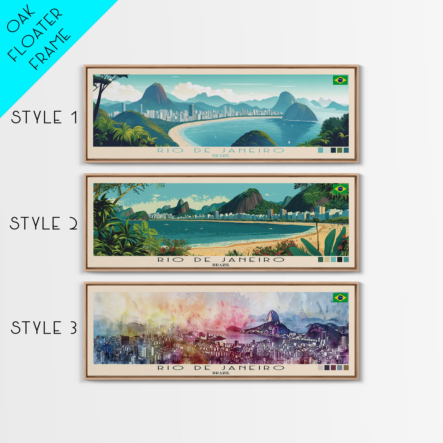 Impression sur toile panoramique de Rio de Janeiro, Brésil, peinture de Rio de Janeiro, Brésil, art, affiche de voyage de Rio de Janeiro, art de voyage, cadeau de vacances