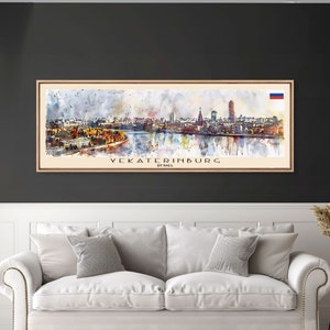 Yekaterinburg Russia Travel Print Wall Art, Panoramic City Art, Travel Art, Wall Decor, Vacation Gift, Framed Canvas Print Or Metal Art