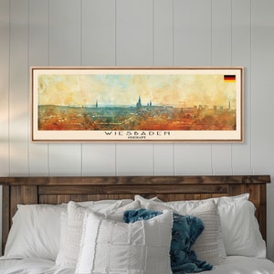 Wiesbaden Germany Travel Print Wall Art, Panoramic City Art, Travel Art, Wall Decor, Vacation Gift, Framed Canvas Print Or Metal Art
