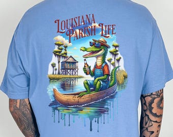 Cajun Alligator Comfort Colors T-Shirt: Louisiana Parish Life Design