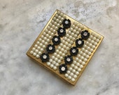 Rhinestone and Pearl Floral Compact