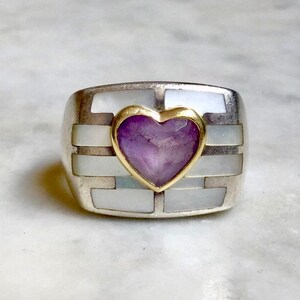 Sale! Sterling, Mother of Pearl & Amethyst Ring