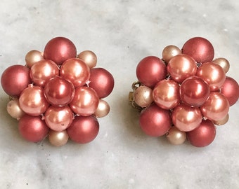 Vintage  1960’s Clustered Orange Peachy Earrings