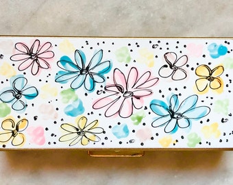 Sam Fink Co. Floral Cigarette Case - Hand Painted