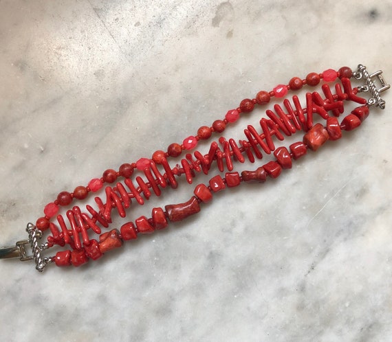 Graziano Faux Coral Triple Strand Bracelet - Sale - image 7