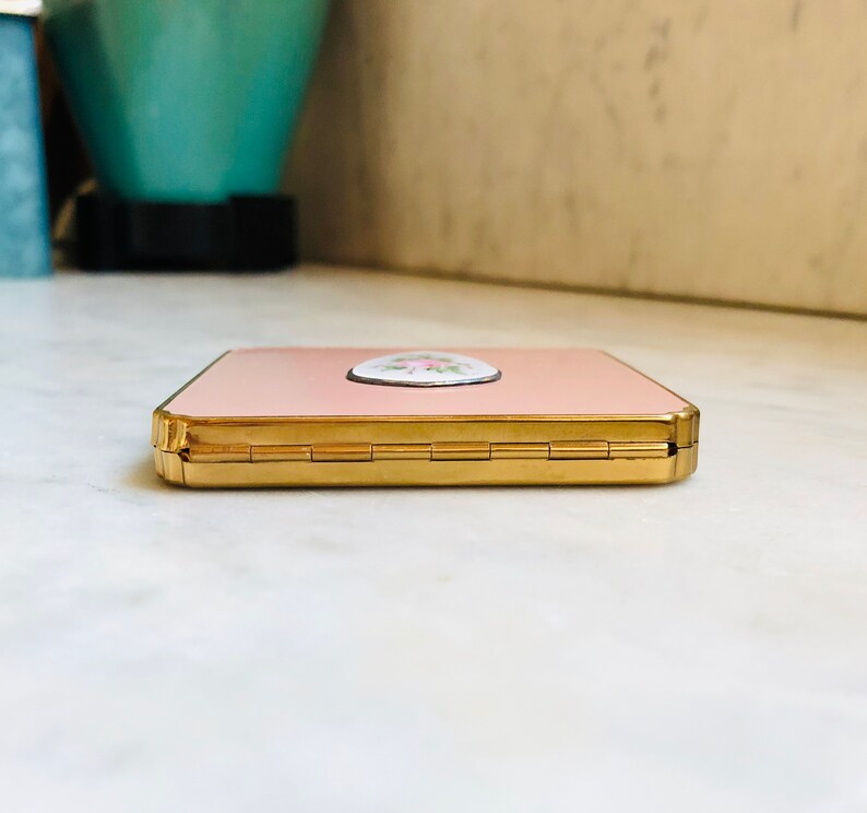 Pink Enamel /& Cloisonn\u00e9 Schildkraut Compact