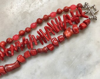 Graziano Faux Coral Triple Strand Bracelet - Sale