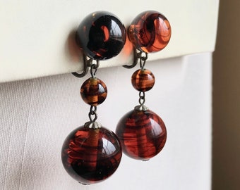 Dangly Root Beer Glass Earrings