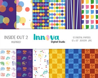 INSIDE OUT 2 Digital Papers inspired by the movie, Printable file, Instant download