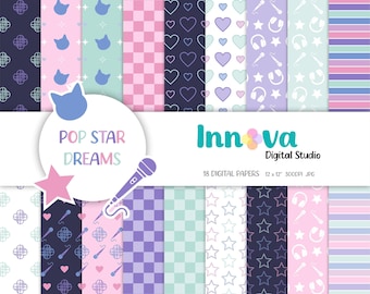Pop Stars Dreams: 12x12 Patterns for Scrapbooking (Digital Download)