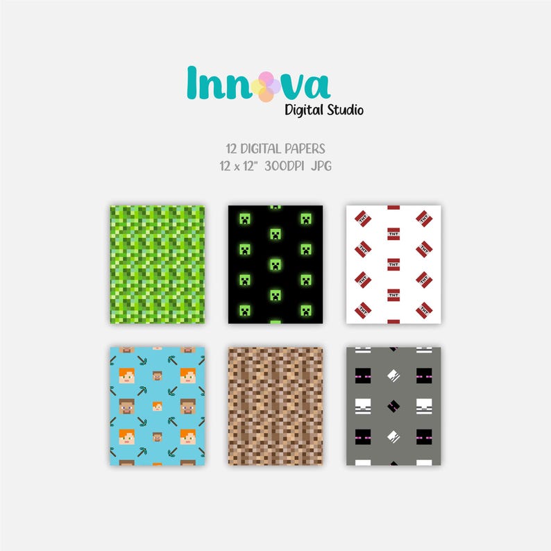 Minecraft Digital Papers, Scrapbook Backgrounds (digital Download) - Etsy
