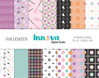 HALLOWEEN Digital Papers, Bluey Background and patterns. Printable File. Instant Download.