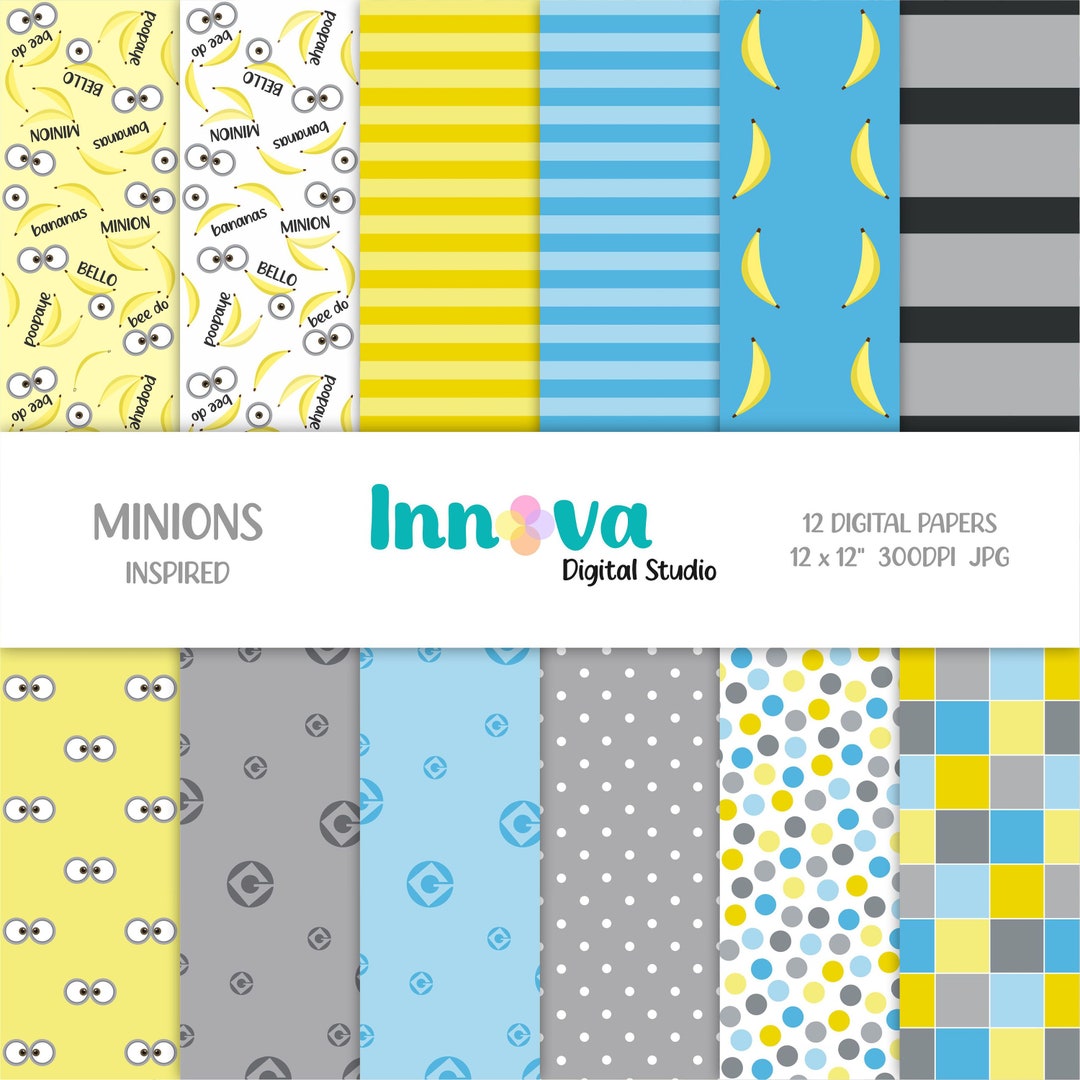 Minions Inspired Digital Papers: Scrapbooking Background (instant ...