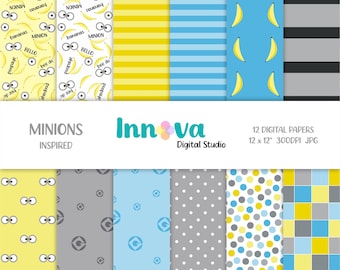 Minions Inspired Digital Papers: Scrapbooking Background (Instant Download)
