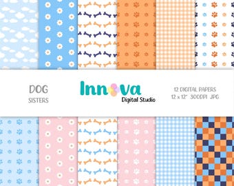 Blue Dog Digital Papers: Scrapbook Patterns (Digital Download)
