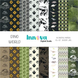 Dinosaur digital papers, Dino background, Dino patterns. Printable File, Instant Download