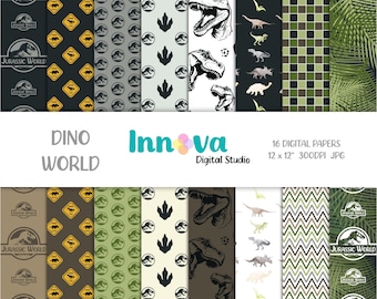 Dinosaur digital papers, Dino background, Dino patterns. Printable File, Instant Download