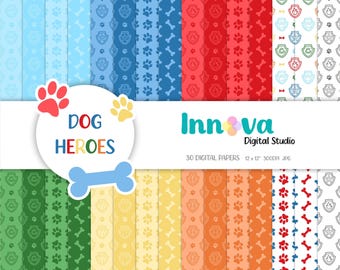 Papeles digitales Super Pack para perros: Patrones de héroes (Descarga digital)