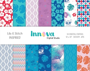 Lilo & Stitch Digital Papers: Tropical Patterns (Digital Download)
