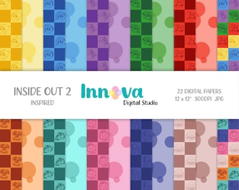 Inside Out 2 Digital Papers: Scrapbook Backgrounds (Digital Download)