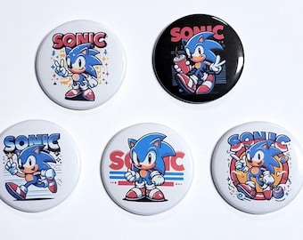Sonic the Hedgehog pins LARGE buttons video game Sega Sonic movie pinback buttons hedgehogs