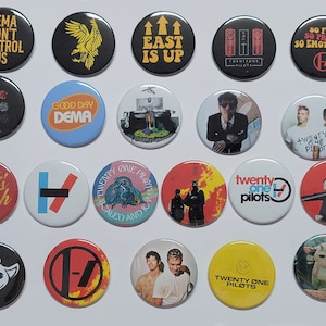 Twenty One Pilots pins LARGE buttons pinback Tyler Joseph Josh Dun band pins