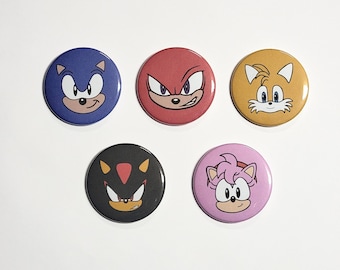 Sonic the Hedgehog 2.25" Pinback Buttons: Sega Game, Knuckles, Tails, Shadow, Amy