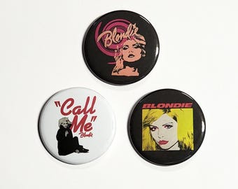 Blondie pins Debbie Harry buttons LARGE 1970s music pins 2.25 inches pinback buttons vintage