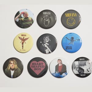 Nirvana pins LARGE buttons Kurt Cobain Dave Grohl Krist Novoselic grunge large pinback 90s music Nirvana band