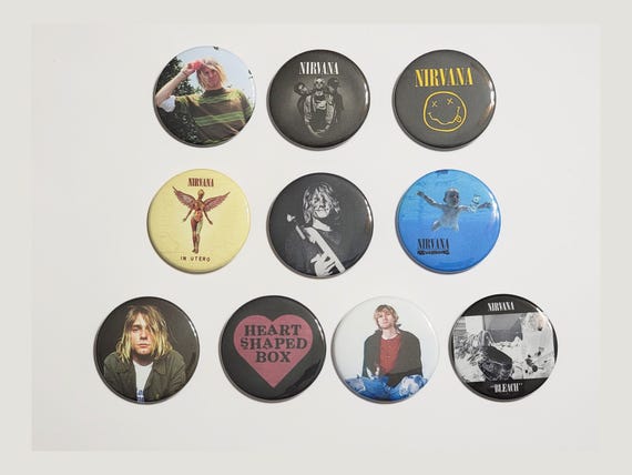 Nirvana Pins LARGE Buttons Kurt Cobain Dave Grohl Krist Novoselic