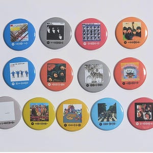 The Beatles pins buttons LARGE Spotify album code pinback buttons Paul McCartney John Lennon George Harrison Ringo Starr 1960s pins