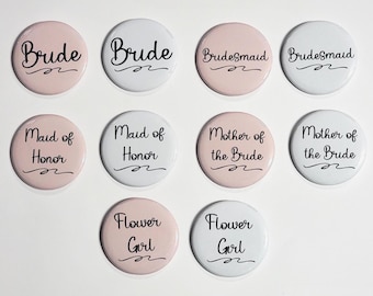 Wedding bachelorette pins buttons LARGE bride bridesmaid gift souvenir flower girl 2.25 inch pinback button
