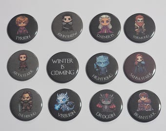 Game of Thrones Buttons: Character Pinback Badges (2.25 in)