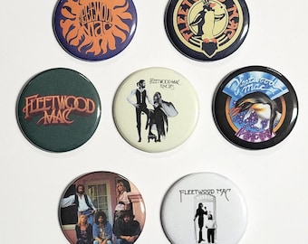 Fleetwood Mac pins LARGE buttons 2.25 inch band merch Stevie Nicks Lindsey Buckingham Christine McVie Mick Fleetwood classic rock John McVie
