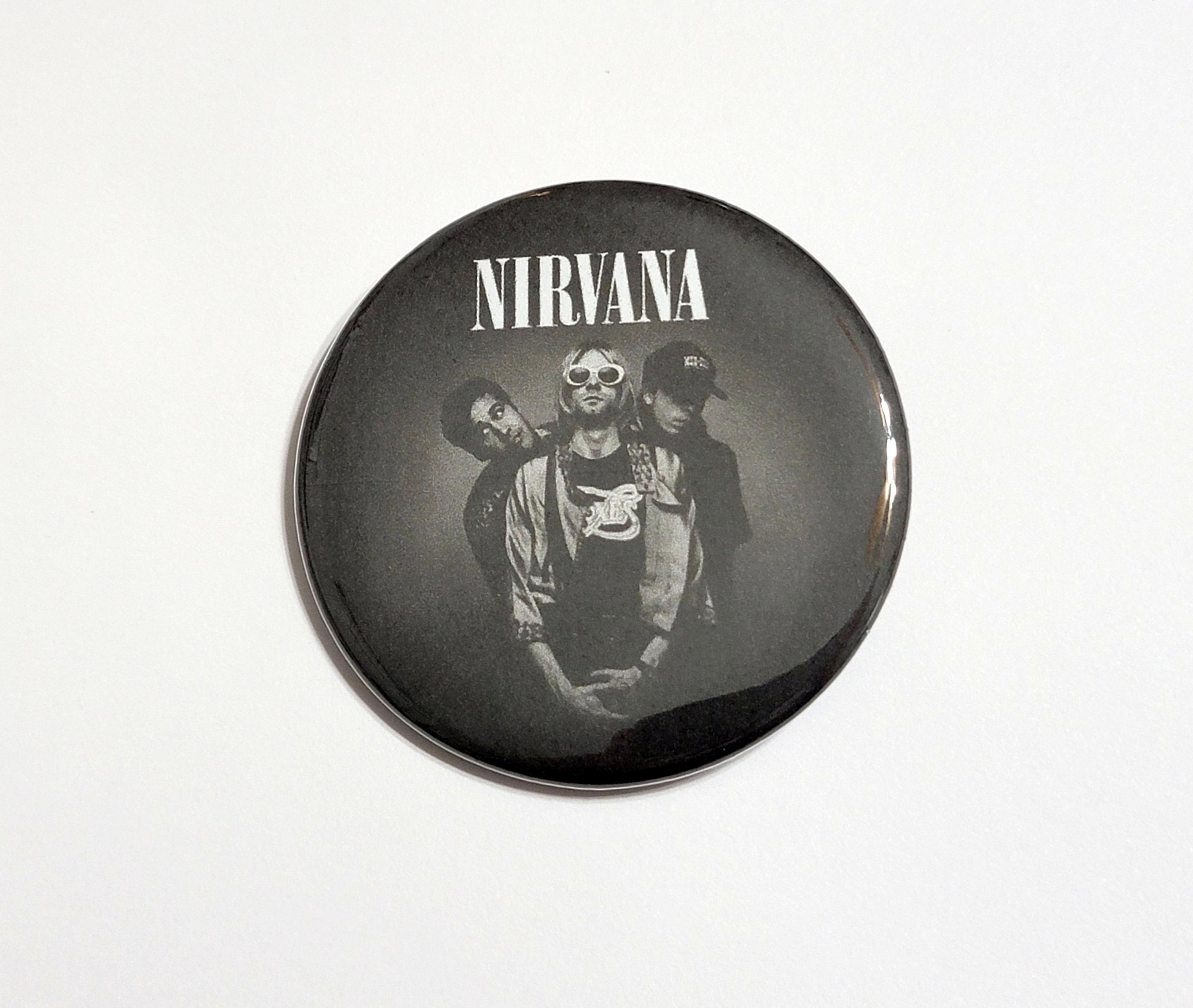 Nirvana Pins LARGE Buttons Kurt Cobain Dave Grohl Krist Novoselic
