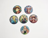 【THE MOZZ】Pound Button One Piece One Piece Pins Buttons LARGE Anime Pinback Luffy Zoro Tony