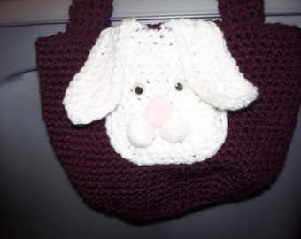 Crocheted bunny purse/ free shipping