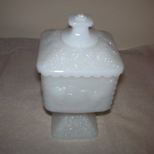 Vintage milk glass covered dish/ free shipping