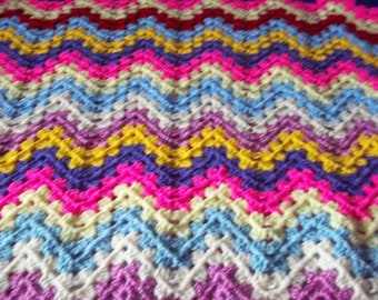 Crocheted scrap  blanket/free shipping