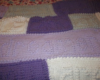 Crocheted "I am a Dreamer" blanket"/ free shipping