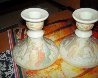 Lefton nativity candle holders/ free shipping